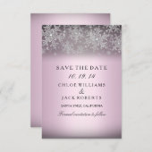 Save The Date Crystal Snowflake Pink Winter Enregistrer La Date (Devant / Derrière)