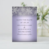 Save The Date Crystal Snowflake Purple Winter Enregistrer La Dat (Debout devant)
