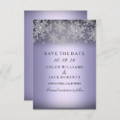 Save The Date Crystal Snowflake Purple Winter Enregistrer La Dat (Devant / Derrière)