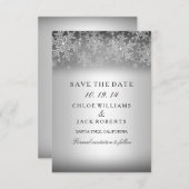 Save The Date Crystal Snowflake Silver Winter Enregistrer La Dat (Devant / Derrière)