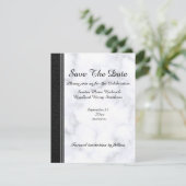 Save The Date Cuir noir mariage et marbre blanc gris (Debout devant)