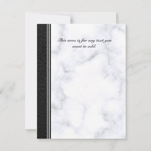 Save The Date Cuir noir mariage et marbre blanc gris (Dos)
