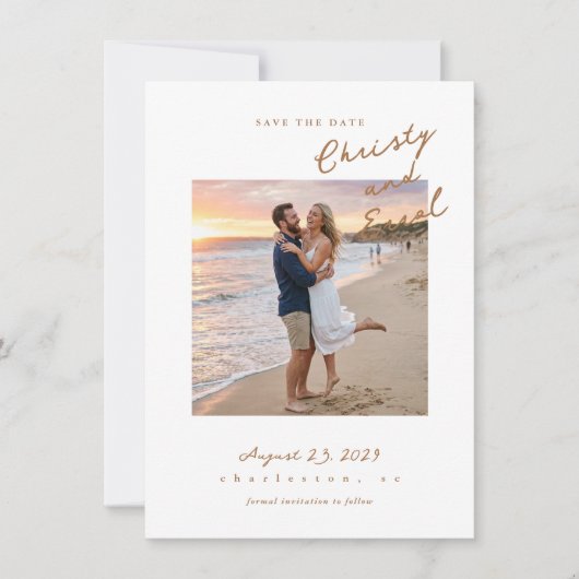 Save The Date Cuivre écrit à la main (Devant)