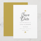 Save The Date Cupidons dorés d'écriture élégante moderne (Devant / Derrière)