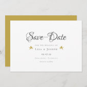 Save The Date Cupidons dorés écriture élégante (Devant / Derrière)