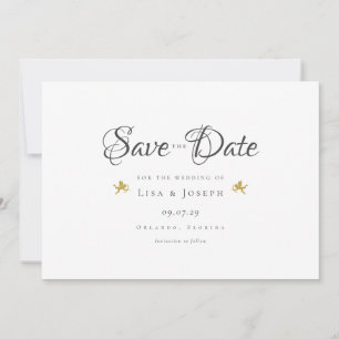 Save The Date Cupidons dorés écriture élégante