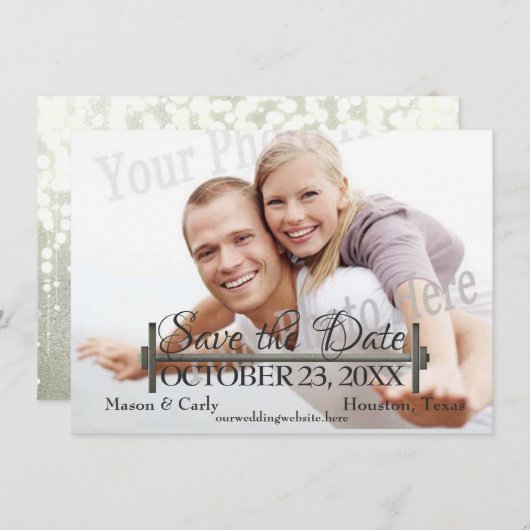 Save The Date Curl Bar et Weights Photo Enregistrer la date (Devant / Derrière)