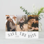 Save The Date Curved Typography Multi Photo White (Debout devant)