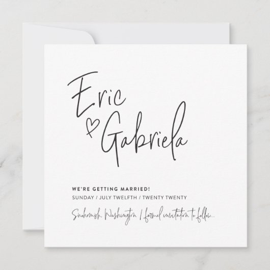 SAVE THE DATE custom design voor Eric & Gabriela Kaart (Voorkant)