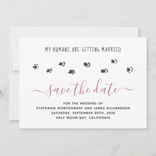 Save The Date Custom My Humains Getting Married Pet Photo Mariag (Devant)