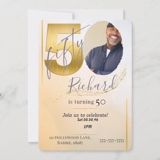 Save The Date custom personalized photo 50th  (Devant)