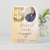 Save The Date custom personalized photo 50th  (Debout devant)