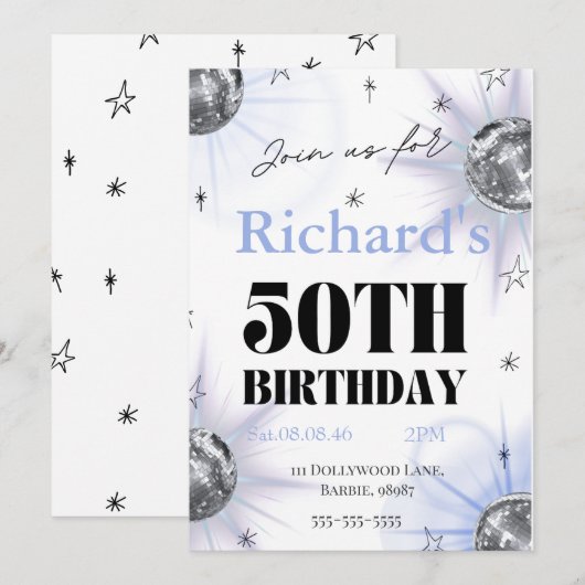 Save The Date custom personalized photo 50th  birthday (Devant / Derrière)