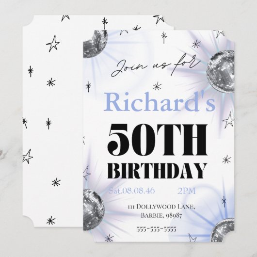 Save The Date custom personalized photo 50th  birthday (Devant / Derrière)