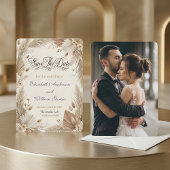 Save The Date Custom Photo Bohemian Pampas Floral Rustic 