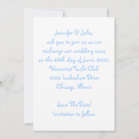 Save The Date Cute Beach Poolside Destination Mariage Date de sa (Dos)