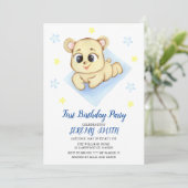 Save The Date Cute Bear Thème Fête d'anniversaire du garçon (Debout devant)