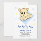 Save The Date Cute Bear Thème Fête d'anniversaire du garçon (Devant / Derrière)
