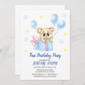 Save The Date Cute Bear Thème Fête d'anniversaire du garçon (Devant / Derrière)