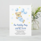 Save The Date Cute Bear Thème Fête d'anniversaire du garçon (Debout devant)
