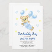Save The Date Cute Bear Thème Fête d'anniversaire du garçon (Devant / Derrière)