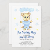 Save The Date Cute Bear Thème Fête d'anniversaire du garçon (Devant / Derrière)