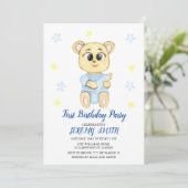 Save The Date Cute Bear Thème Fête d'anniversaire du garçon (Debout devant)