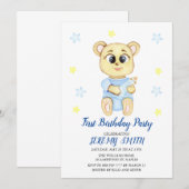 Save The Date Cute Bear Thème Fête d'anniversaire du garçon (Devant / Derrière)