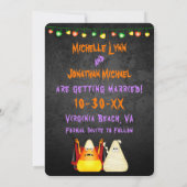 Save The Date Cute Candy Corn Couple Halloween Mariage PHOTO (Dos)