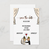 Save The Date Cute Couple Mariage Histoire Commencer une nouvell (Devant / Derrière)