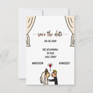 Save The Date Cute Couple Mariage Histoire Commencer une nouvell