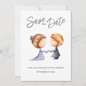 Save The Date Cute Couple Romantique Mariage (Devant)