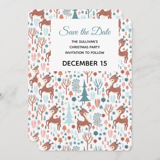 Save The Date Cute Deer (Devant / Derrière)