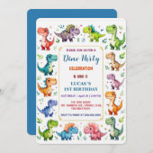 Save The Date Cute DIno Baby Dinosaures 1er fête d'anniversaire (Devant / Derrière)