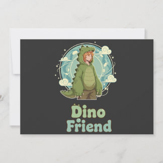 Save The Date Cute Dino Friend Anime Boy - Green Dinosaur