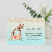 Save The Date Cute Giraffe Aquarelle Maman & Babe Baby shower (Debout devant)