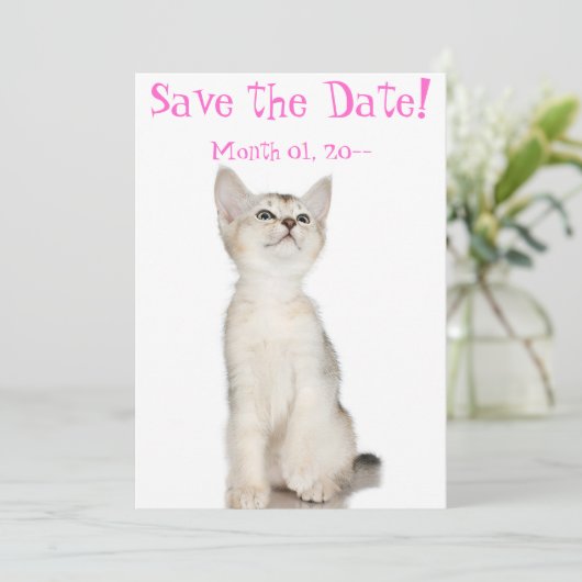 Save The Date Cute Kitten Enregistrer la date Annonces (Debout devant)