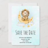 Save The Date Cute Lion Fishing de l'aquarelle de la lune (Devant)