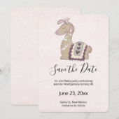 Save The Date Cute Llama portant un anniversaire de la Couronne (Devant / Derrière)