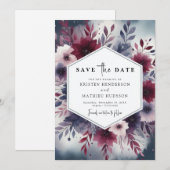 Save The Date Cute Mariage Bourgogne (Devant / Derrière)