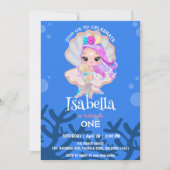 Save The Date Cute Mermaid perle Rainbow Baleine fête d'annivers (Devant)