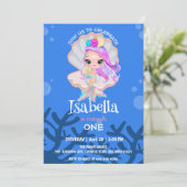 Save The Date Cute Mermaid perle Rainbow Baleine fête d'annivers (Debout devant)