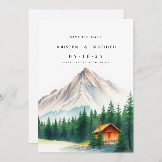 Save The Date Cute Mountain en ligne (Devant / Derrière)