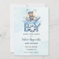 Cute Nautical Blue Boat Teddy Bear Boat Baby showe
