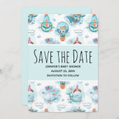 Save The Date Cute Nautical Whales Motif Aquarelle Enregistrer D (Devant / Derrière)