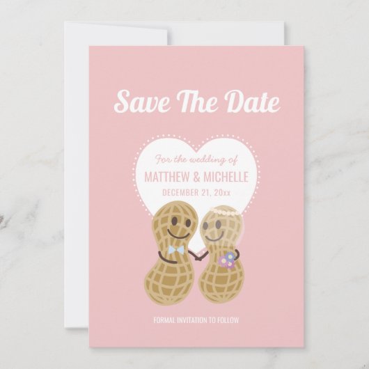 Save The Date Cute Noix sur l'autre Mariage Whimsical rose (Devant)