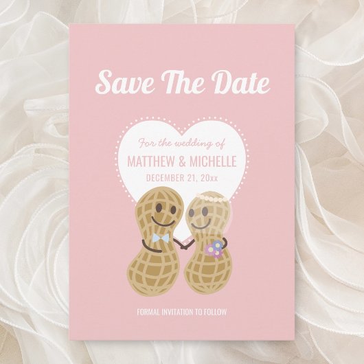 Save The Date Cute Noix sur l'autre Mariage Whimsical rose
