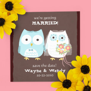 Save The Date Cute Owls Mariage mariée et chambre Enregistrer la
