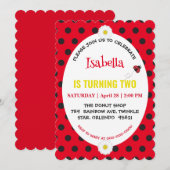 Save The Date Cute Polka dot Ladybug Daisy Anniversaire de enfan (Devant / Derrière)
