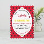 Save The Date Cute Polka dot Ladybug Daisy Anniversaire de enfan (Debout devant)